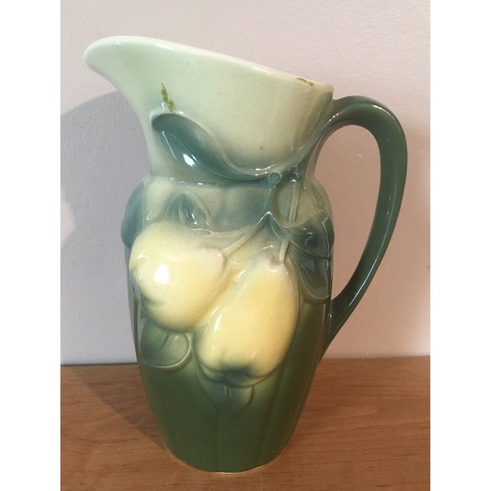 Vintage Royal Copley Green/Yellow CERAMIC PITCHER WITH PEARS